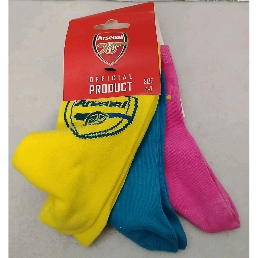 Adults Kid's Football Socks NEON Pink Blue Yellow Gunner ATC Logo 3 Pairs NEW